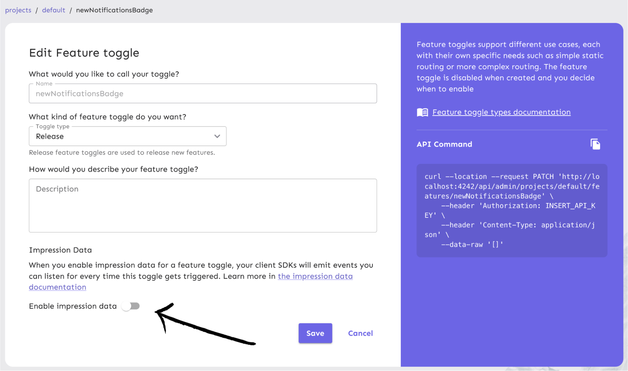 Enable impression data image